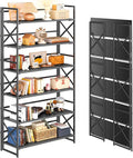 4NM Extra Wide 6 Tiers No Assembly Book Shelves, 61.8" H Folding Bookshelf by 4NM