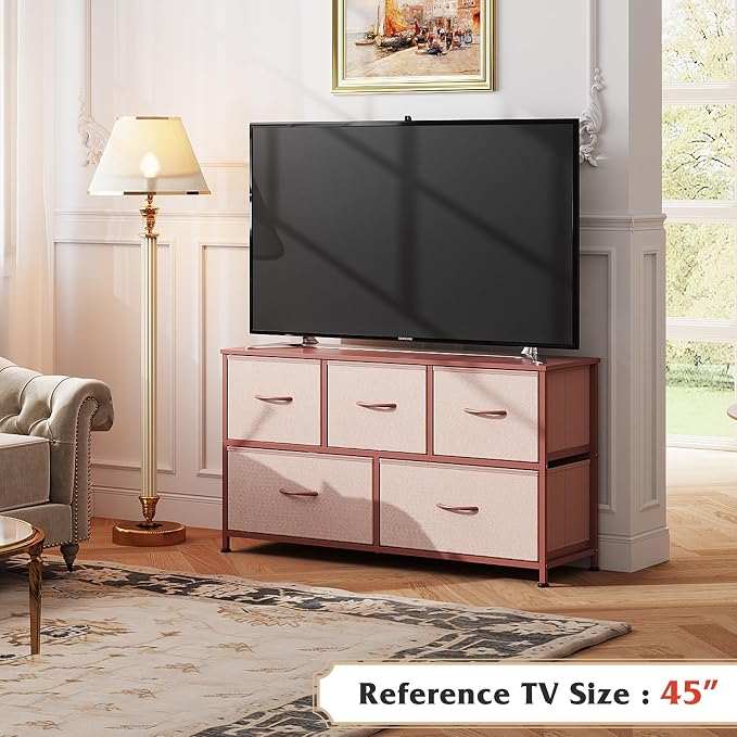 WLIVE Dresser for Bedroom with 5 Drawers, Wide Chest of Drawers, Fabric Dresser - Image 2