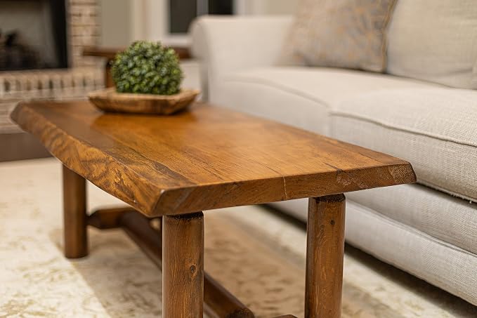 Live Edge Wood Cabin Style Log Pine and Cedar Coffee Table Living Room Decor by RusticSouthernLogwerks