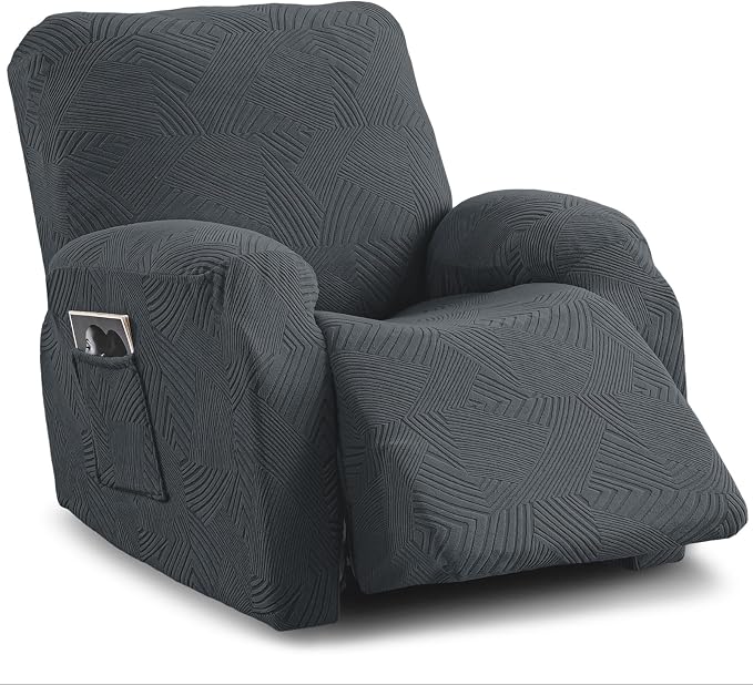 Recliner Chair Covers, 4-Piece Stretch Geometric Strokes Jacquard Reclining by Unknown