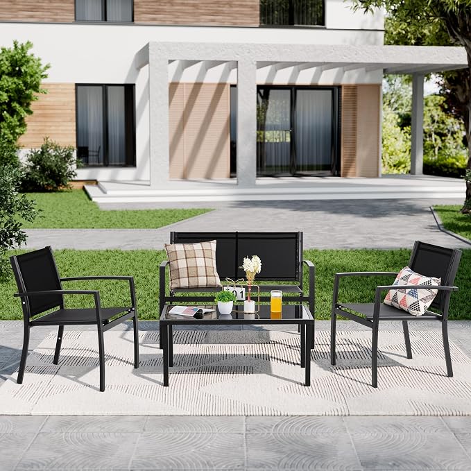 Shintenchi 4 Pieces Patio Furniture Set All Weather Textile Fabric Outdoor - Image 8