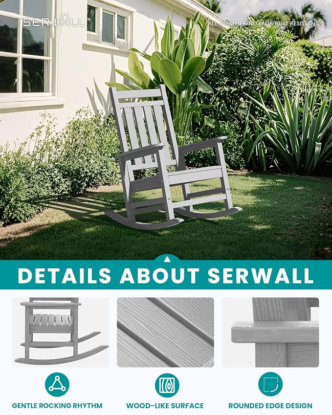 SEWALL HDPE Rocking Chair, Oversized Outdoor Rocking Chair - Image 3