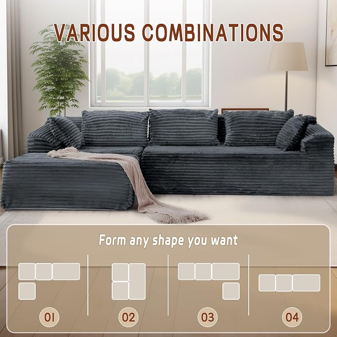 Korser 110" L-Shaped Modular Sectional Sofa - Image 4