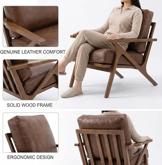 HNY Mid Century Arm Chair, Retro Accent Armchair - Image 7