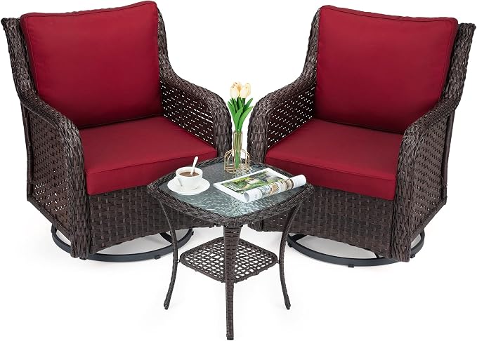 Towallmark Outdoor Swivel Wicker Glider Patio Chairs - Image 9