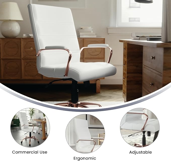 Flash Furniture Whitney Mid-Back Swivel LeatherSoft Desk Chair - Image 5