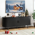 55" TV Stand with Power Outlet, Modern Media Console with Sliding Doors by ComfyCorner