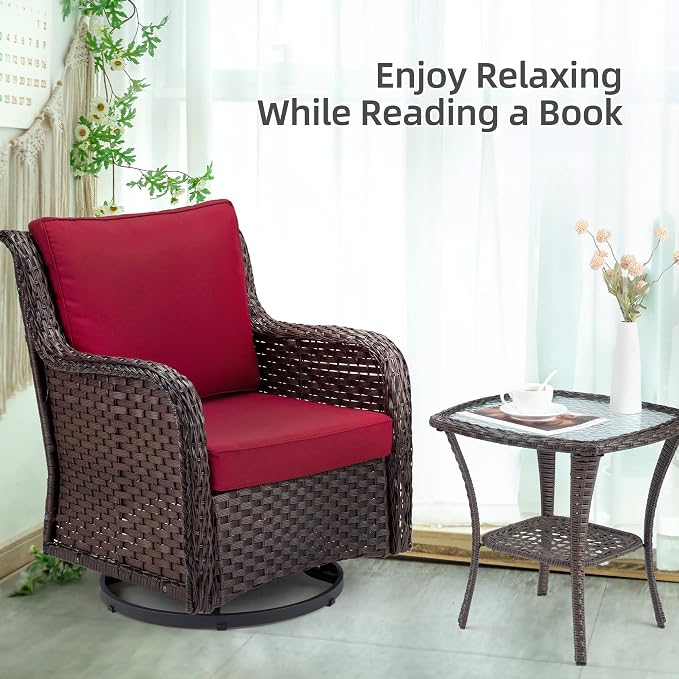 Towallmark Outdoor Swivel Wicker Glider Patio Chairs - Image 6
