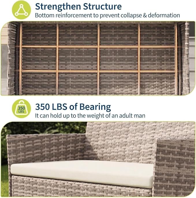 GarveeLife 4-Piece Patio Furniture Set, Rattan Outdoor Furniture - Image 5