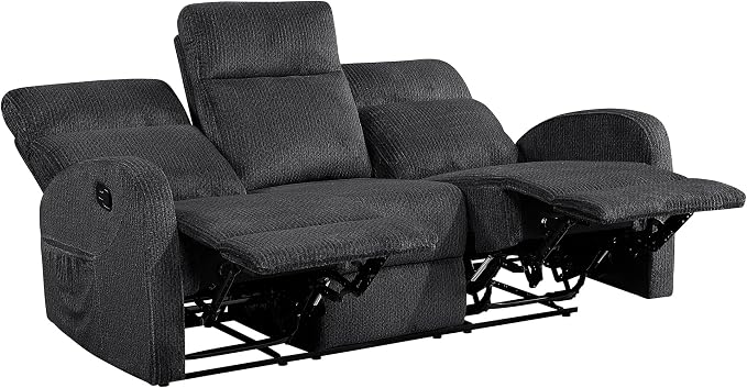Lexicon Manual Reclining Sofa, Textured Microfiber Recliner Sofa, Wall Hugger - Image 10