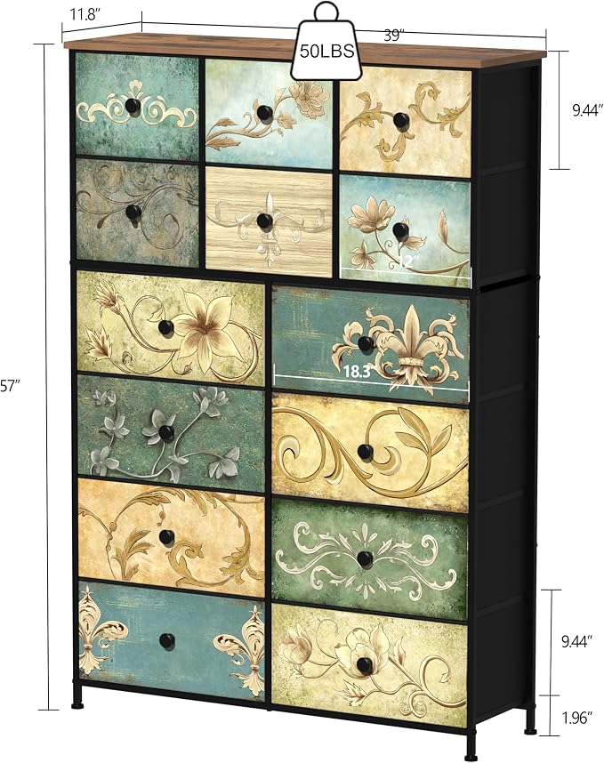 Tohomeor Dresser with Drawers for Bedroom Chest of Drawers Fabric Dresser for - Image 3
