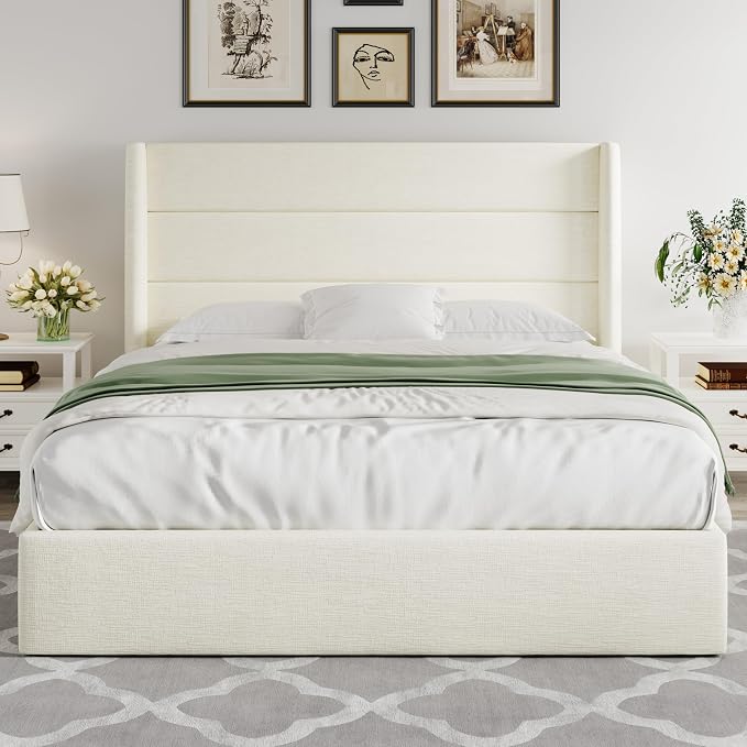 Allewie Full Size Lift Up Storage Bed, Chenille Fabric Upholstered, Modern - Image 8
