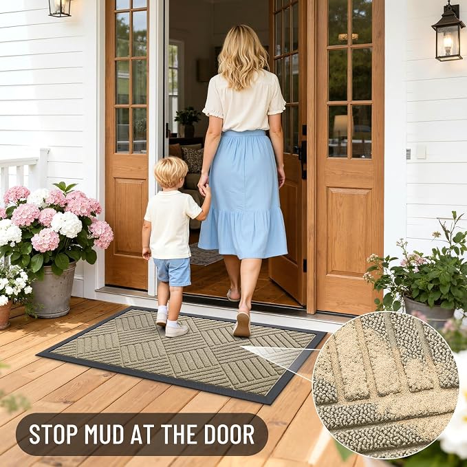 OLANLY Front Door Mat Outside Entrance 35x23, Heavy Duty Sturdy Natural Rubber - Image 6