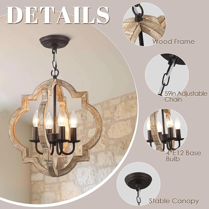 16 Inch Farmhouse Chandelier for Dining Room French Country Light Fixtures Over - Image 6