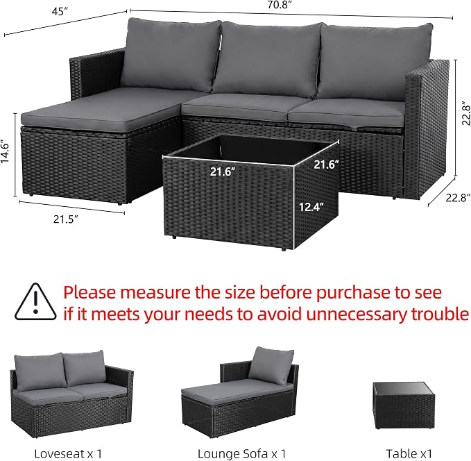 Shintenchi 4 Pieces Patio Furniture Sets, Outdoor Sofa Patio Sectional Sets All - Image 4