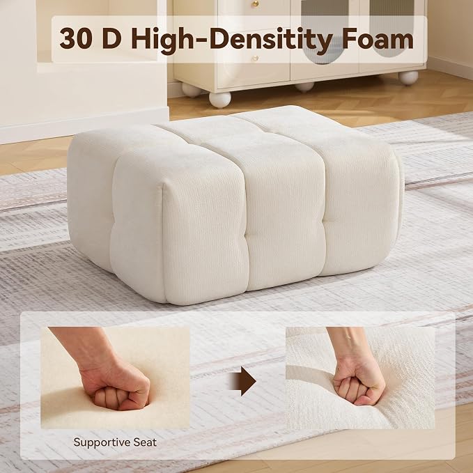 Large Boneless Ottoman, Upholstered Cloud Ottomans - Image 3