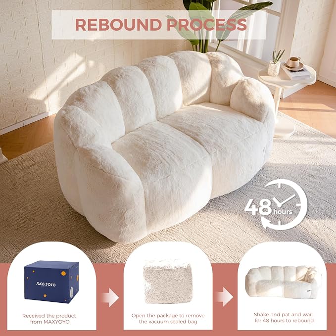 MAXYOYO Bean Bag Chair for Adults, Loveseat Floral Shaped Bean Bag Sofa - Image 6