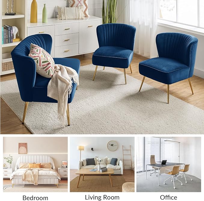 HULALA Home 3 Piece Velvet Living Room Furniture Set, Modern Comfy Upholstered - Image 6