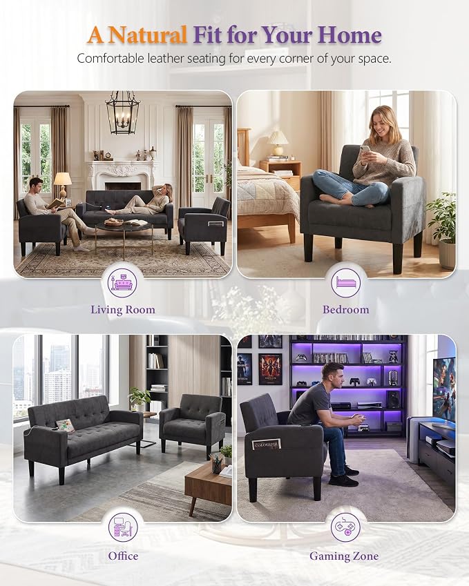 TYBOATLE Sofa Couch, Living Room Furniture Sectional Sofa Sets of 3 Pcs - Image 4