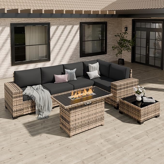 Patio Furniture Set, Wide Armrest Outdoor Furniture Set by VonzoyHome