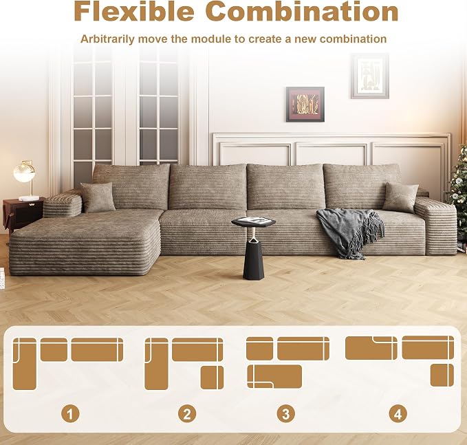 136" Sectional Couches for Living Room Cloud Couch Sofa - Image 6
