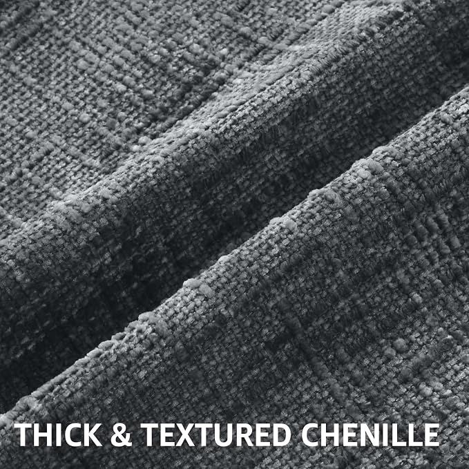 decorUhome Dark Grey Chenille Euro Sham Throw Pillow Covers 22x22 Set of 2 - Image 2