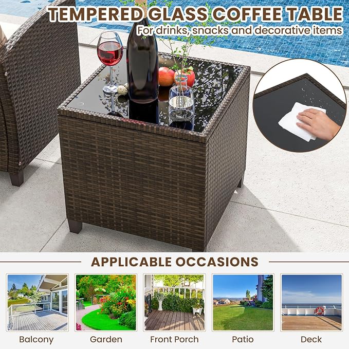 Tangkula 5 Pieces Patio Conversation Set, PE Wicker Rattan Outdoor Furniture Set - Image 5
