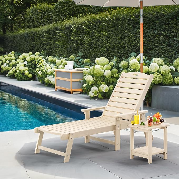 LUE BONA Lounge Chair Outdoor, HDPS Chaise Lounge Outdoor by LUEBONA