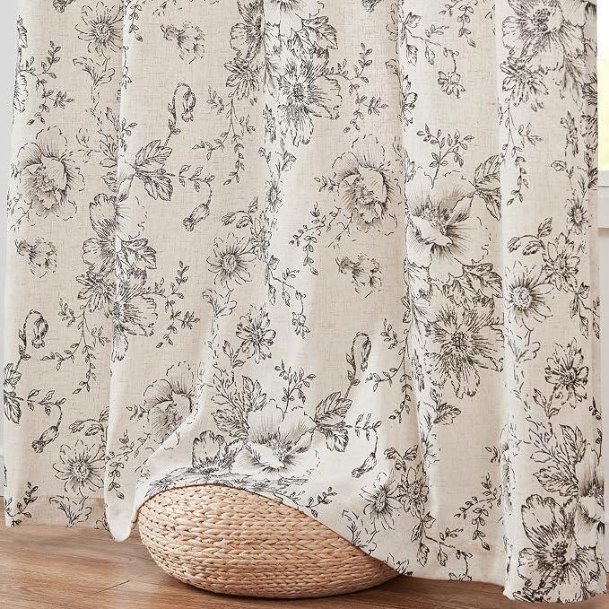 jinchan Floral Linen Lined Curtains - Image 8