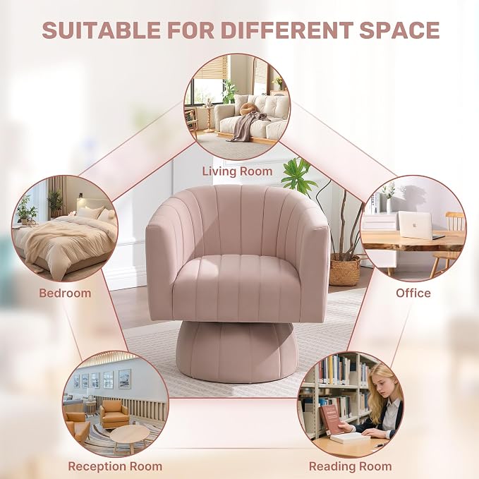 Swivel Accent Barrel Chair, Cute Comfy Small Round 360° Arm Chair. Velvet Sofa - Image 6