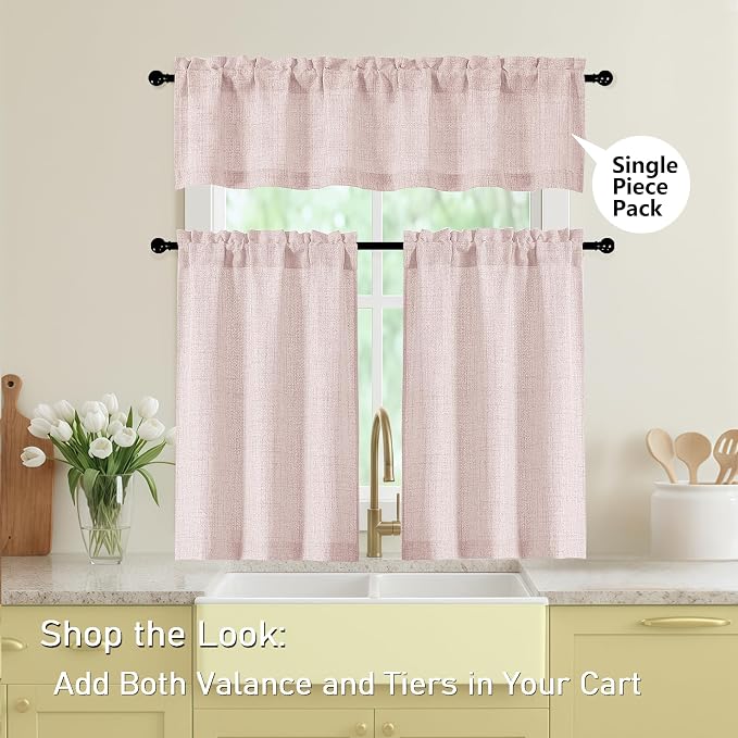 Valances for Windows, Light Filtering Faux Linen Textured Small Short Window - Image 6