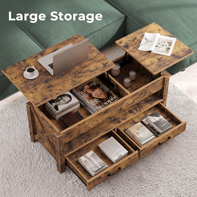 Seventable Coffee Table, 39.3" Lift Top Coffee Table - Image 4