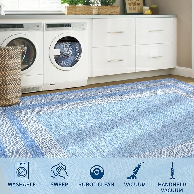 GarveeHome Modern Geometric Area Rug 5x7 Distressed Bordered Washable Non Slip - Image 7