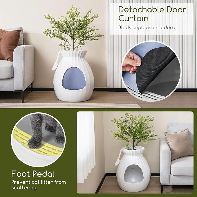 Tangkula Plant Litter Box, Hidden Cat Litter Box Enclosure Furniture - Image 6