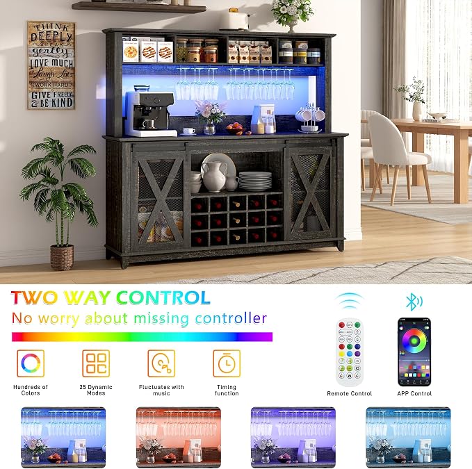 63"Wide 58"H Farmhouse Coffee Bar Cabinet - Image 4