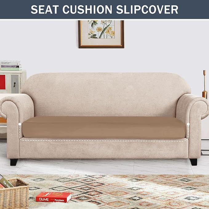 Stretch Cushion Cover, Soft Velvet Plush Cushion Slipcovers Loveseat Sofa - Image 2