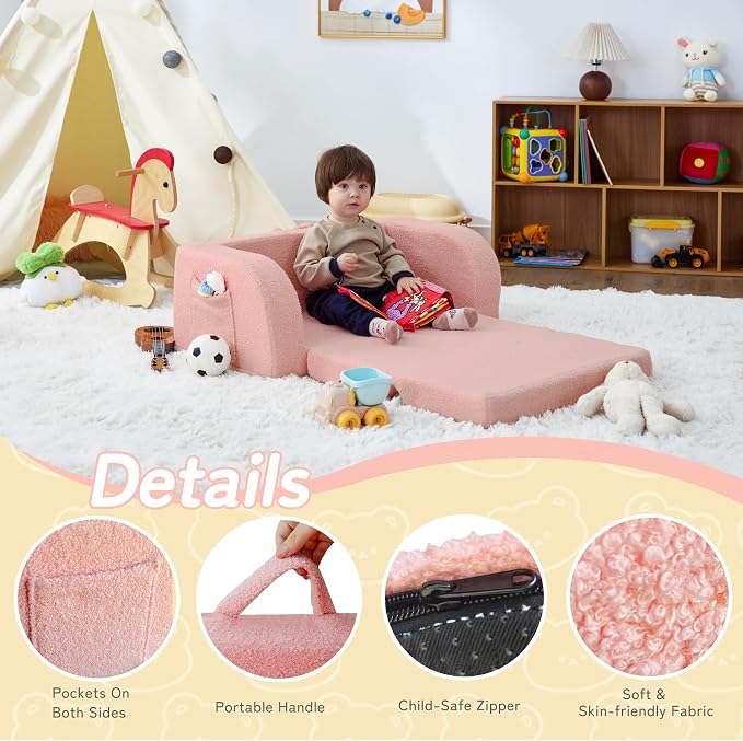 Toddler Couch, 2-in-1 Toddler Chairs Comfy 1-3 Years Old, Toddler Chair - Image 4