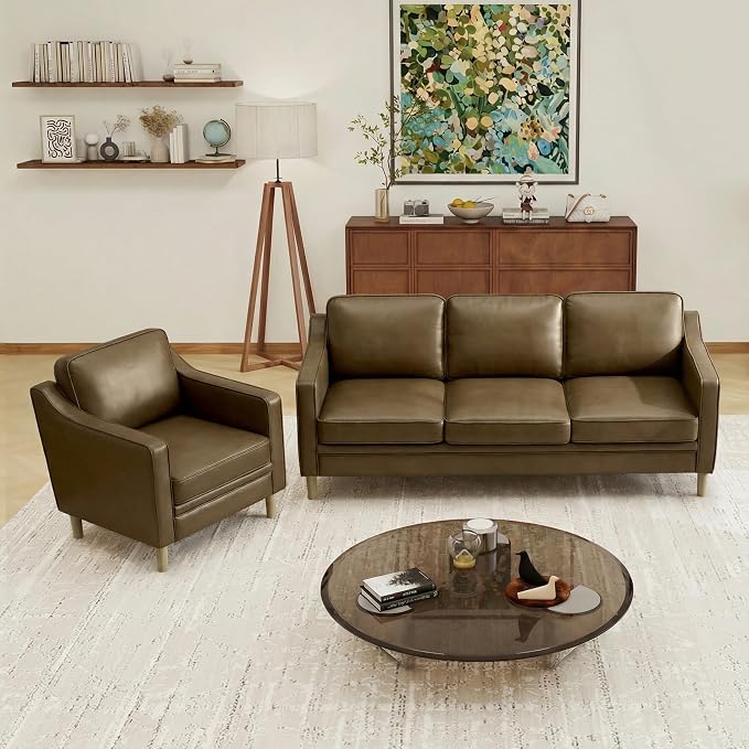 Kingfun Living Room Furniture Sets, 3 Seater Couch and Armchair, Mid Century by KINGFUN-Anexcitingoption
