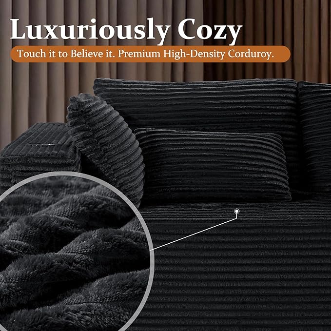 138" Cloud Sectional Couch, Comfort U Shaped Boneless Couch - Image 8