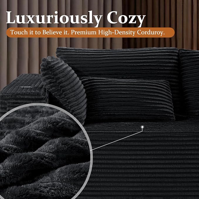 108" Oversized Cloud Sectional Couch, Comfort L Shaped Boneless Couch - Image 7