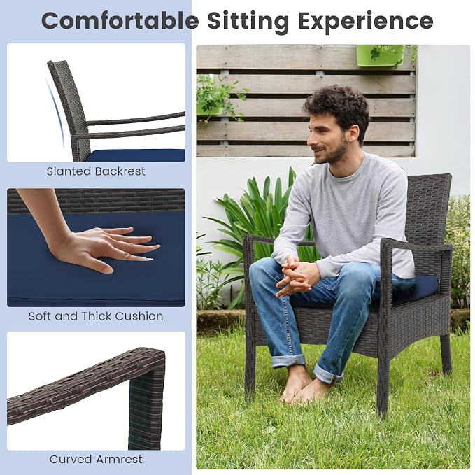 Tangkula 4 Pieces Outdoor Conversation Set, Patio PE Wicker Sofa - Image 7