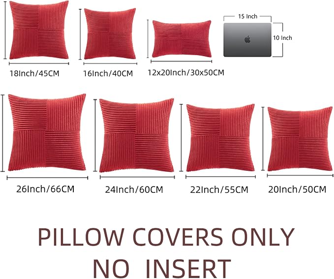Fancy Homi 2 Packs Red Big Decorative Throw Pillow Covers 24x24 Inch - Image 7