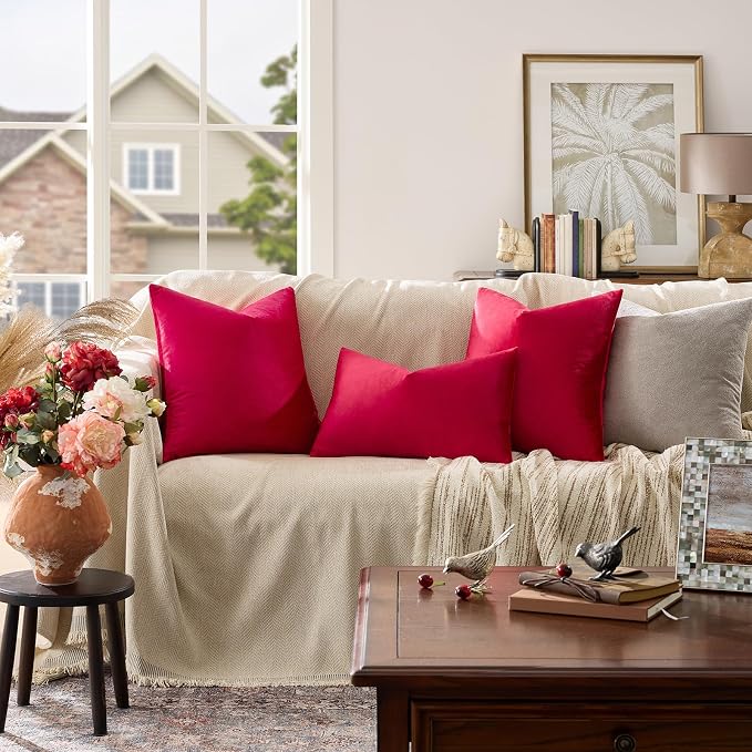 GIGIZAZA Decor Throw Couch Pillow Covers, Velvet Pillow Cases 24 x 24inch - Image 2