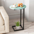 C Shaped End Side Table, Small Oval Couch Sofa Table by Katrawu