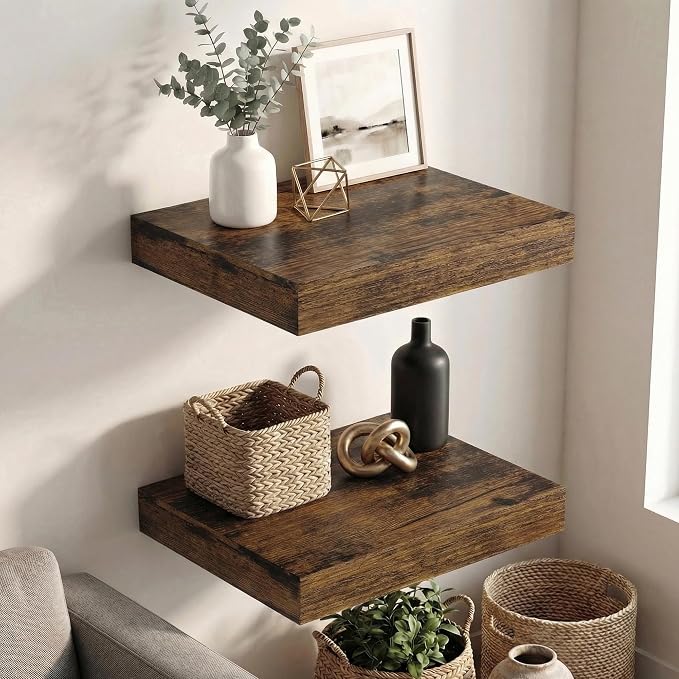 Dreamland Floating Shelves 16 inch, 2 Pack Rustic Wooden Wall Shelves, Wall - Image 6