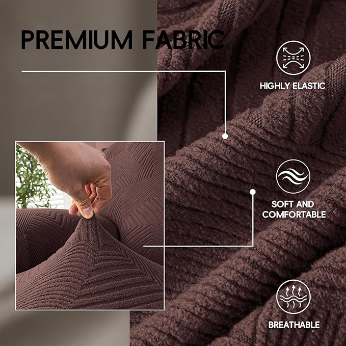 5-Piece Recliner Sofa Covers, Stretch Geometric Strokes Jacquard Recliner Sofa - Image 3