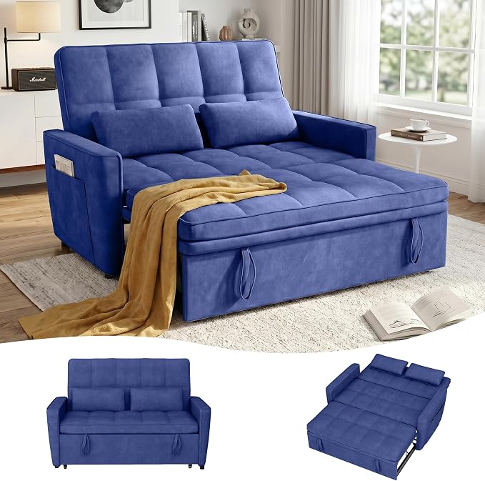 54'' Sleeper Sofa Bed, Convertible Pull Out Couch Futon by tiramisubest