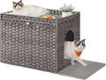 Feandrea Cat Litter Box Enclosure, Handwoven Rattan Hidden Litter Box Furniture by FeandreabySONGMICSHOME