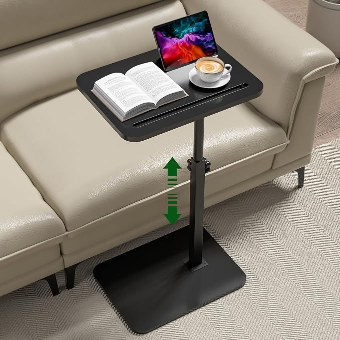 Black Side Tray Table for Couch by Unknown