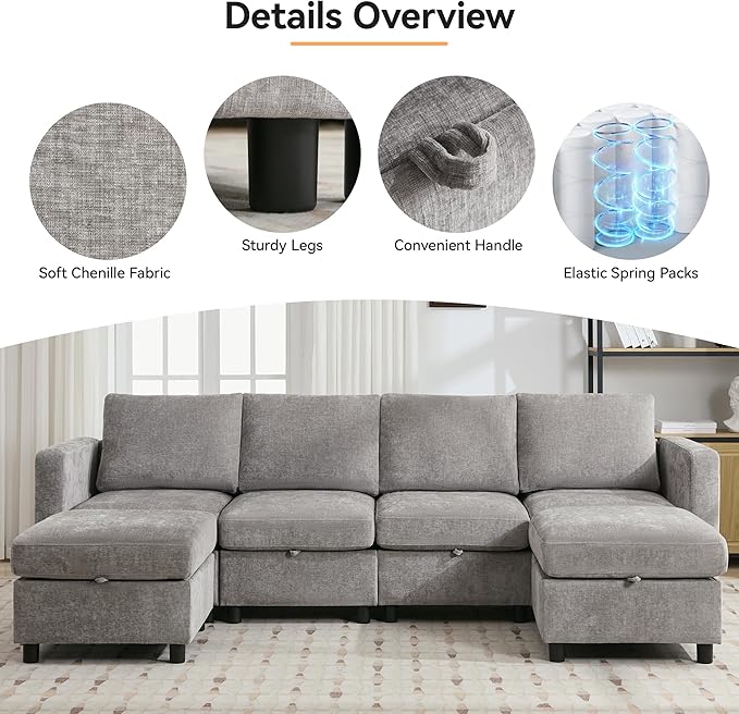 WUTUTUEE 58”Modular Sectional Loveseat Sofa - Image 3